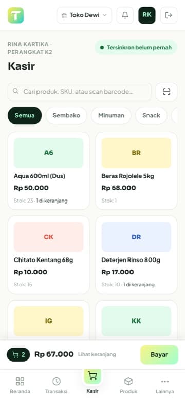 Tokoku Retail & Service, mobile view